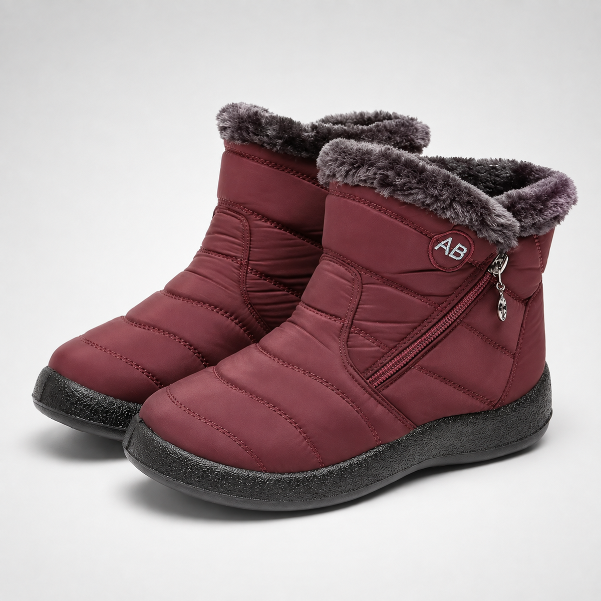 Waterdichte Enkelhoge Winterlaarzen Dames Fleece Gevoerd Antislip Rubberzool Ritssluiting Warm Comfortabel | Sulvida