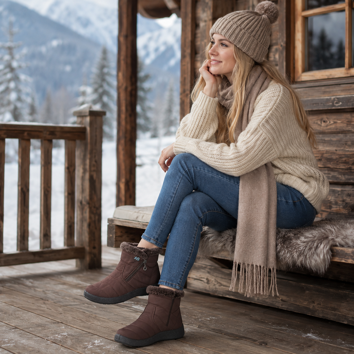 Waterdichte Enkelhoge Winterlaarzen Dames Fleece Gevoerd Antislip Rubberzool Ritssluiting Warm Comfortabel | Sulvida