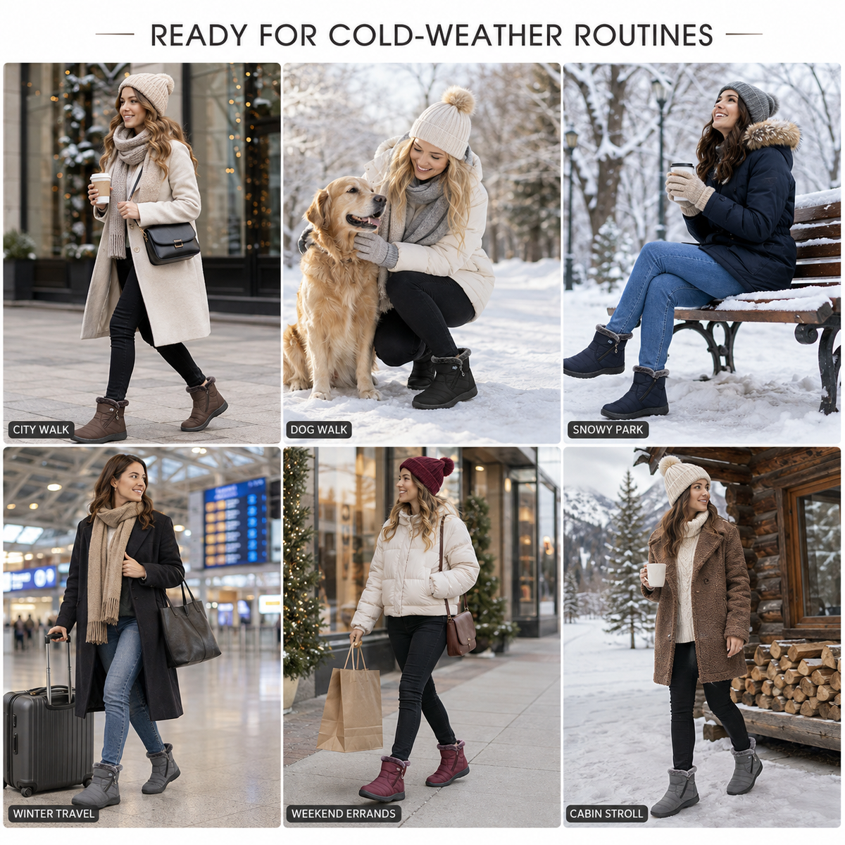 Waterdichte Enkelhoge Winterlaarzen Dames Fleece Gevoerd Antislip Rubberzool Ritssluiting Warm Comfortabel | Sulvida