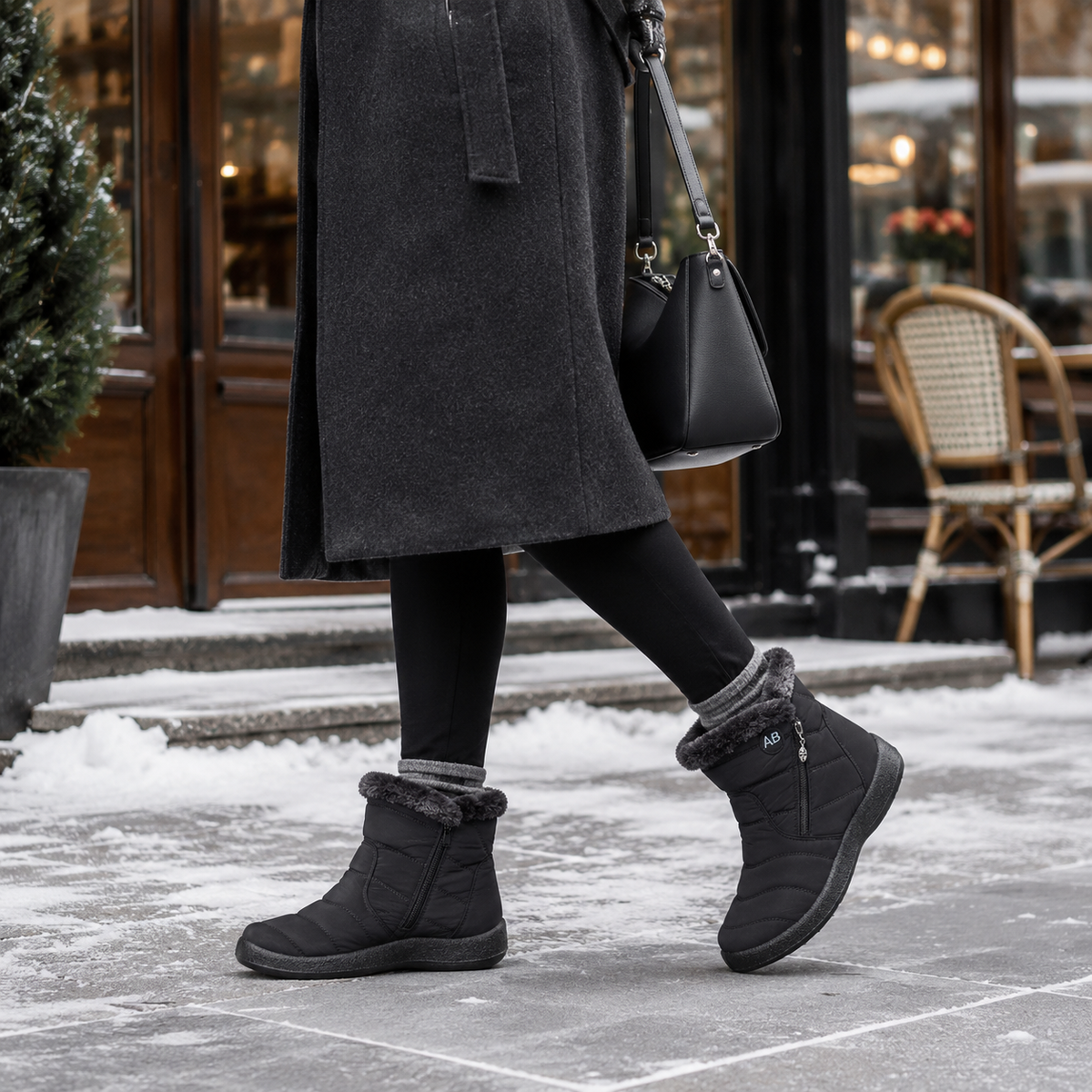 Waterdichte Enkelhoge Winterlaarzen Dames Fleece Gevoerd Antislip Rubberzool Ritssluiting Warm Comfortabel | Sulvida
