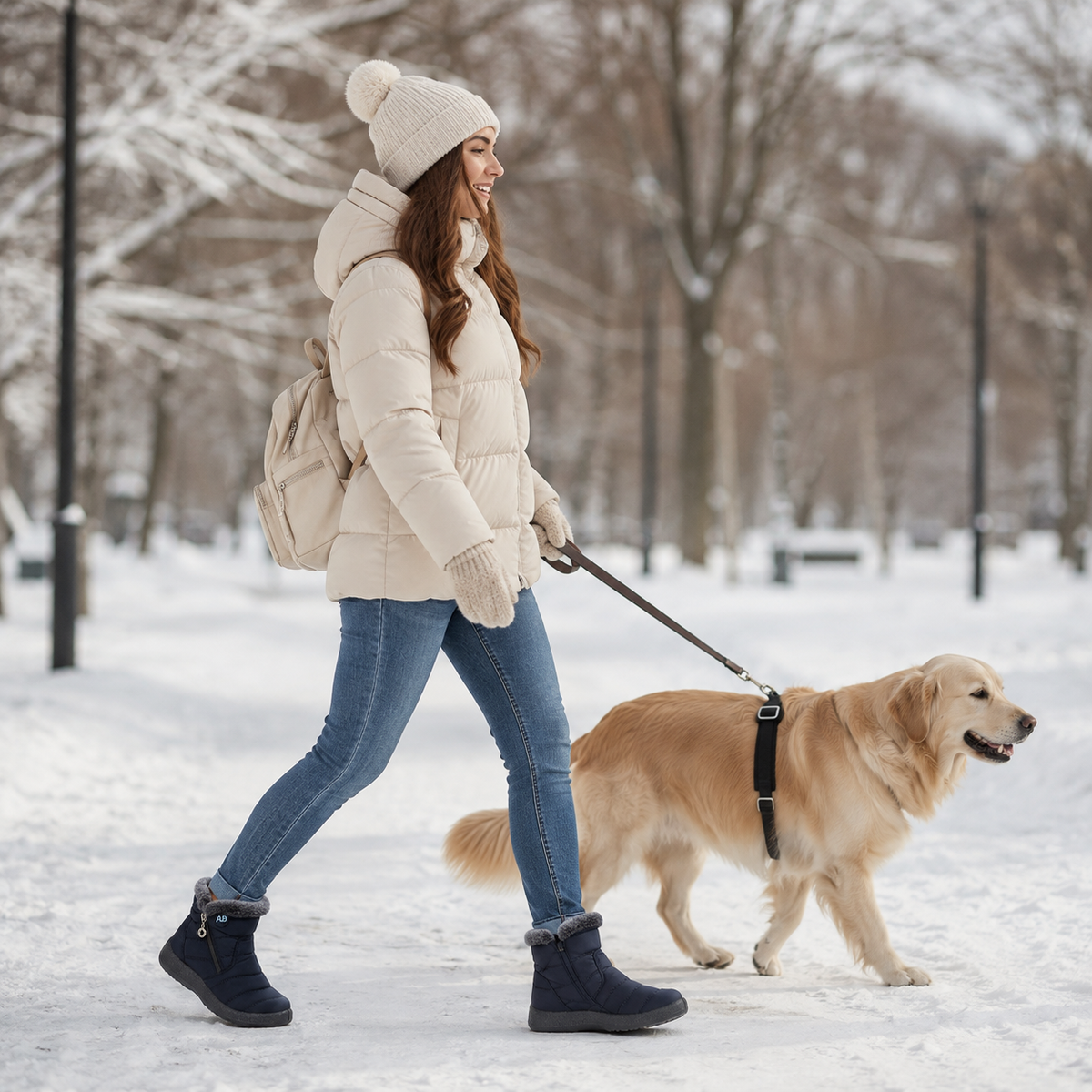 Waterdichte Enkelhoge Winterlaarzen Dames Fleece Gevoerd Antislip Rubberzool Ritssluiting Warm Comfortabel | Sulvida