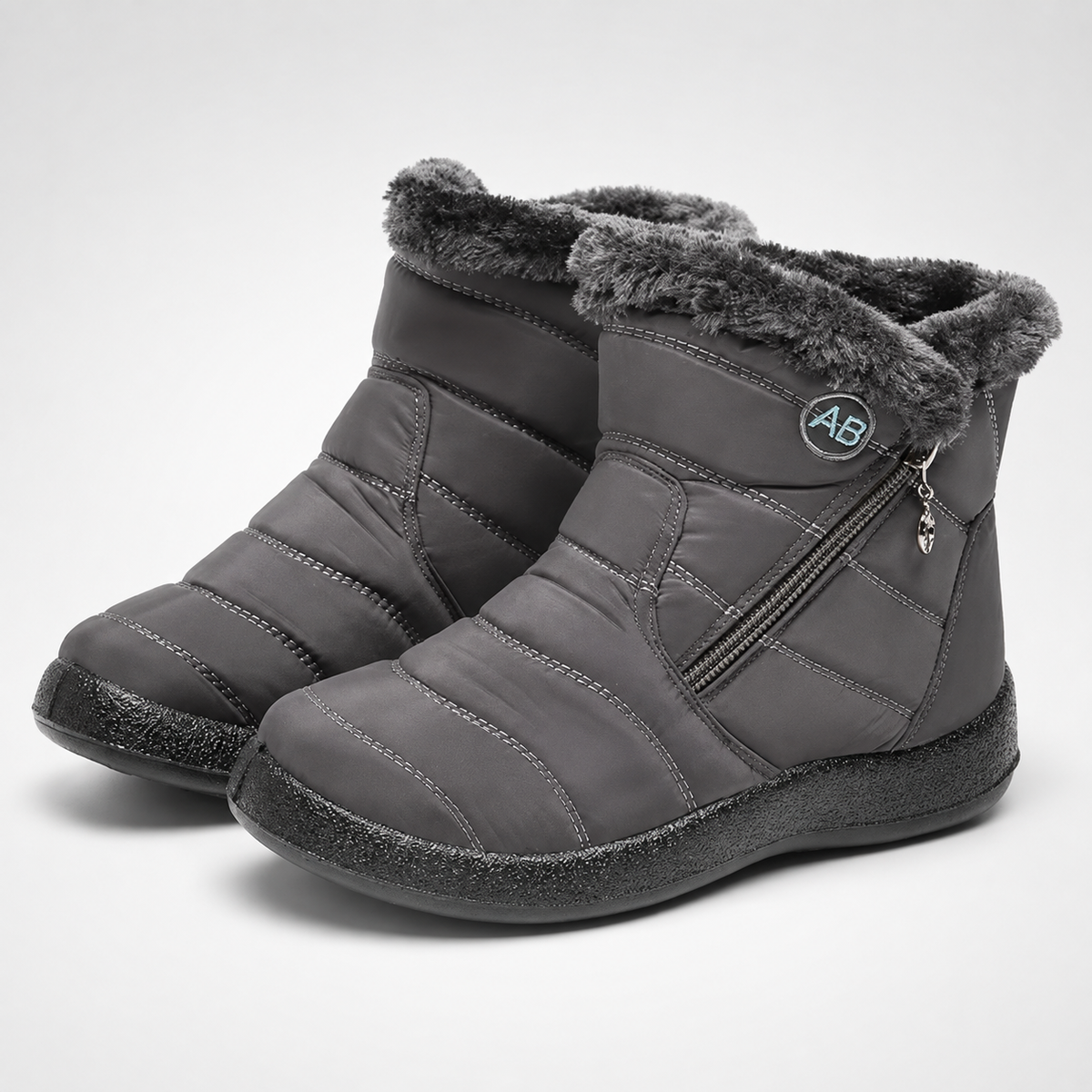 Waterdichte Enkelhoge Winterlaarzen Dames Fleece Gevoerd Antislip Rubberzool Ritssluiting Warm Comfortabel | Sulvida