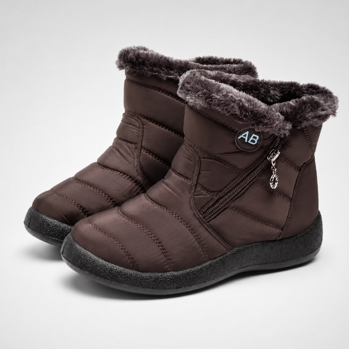 Waterdichte Enkelhoge Winterlaarzen Dames Fleece Gevoerd Antislip Rubberzool Ritssluiting Warm Comfortabel | Sulvida