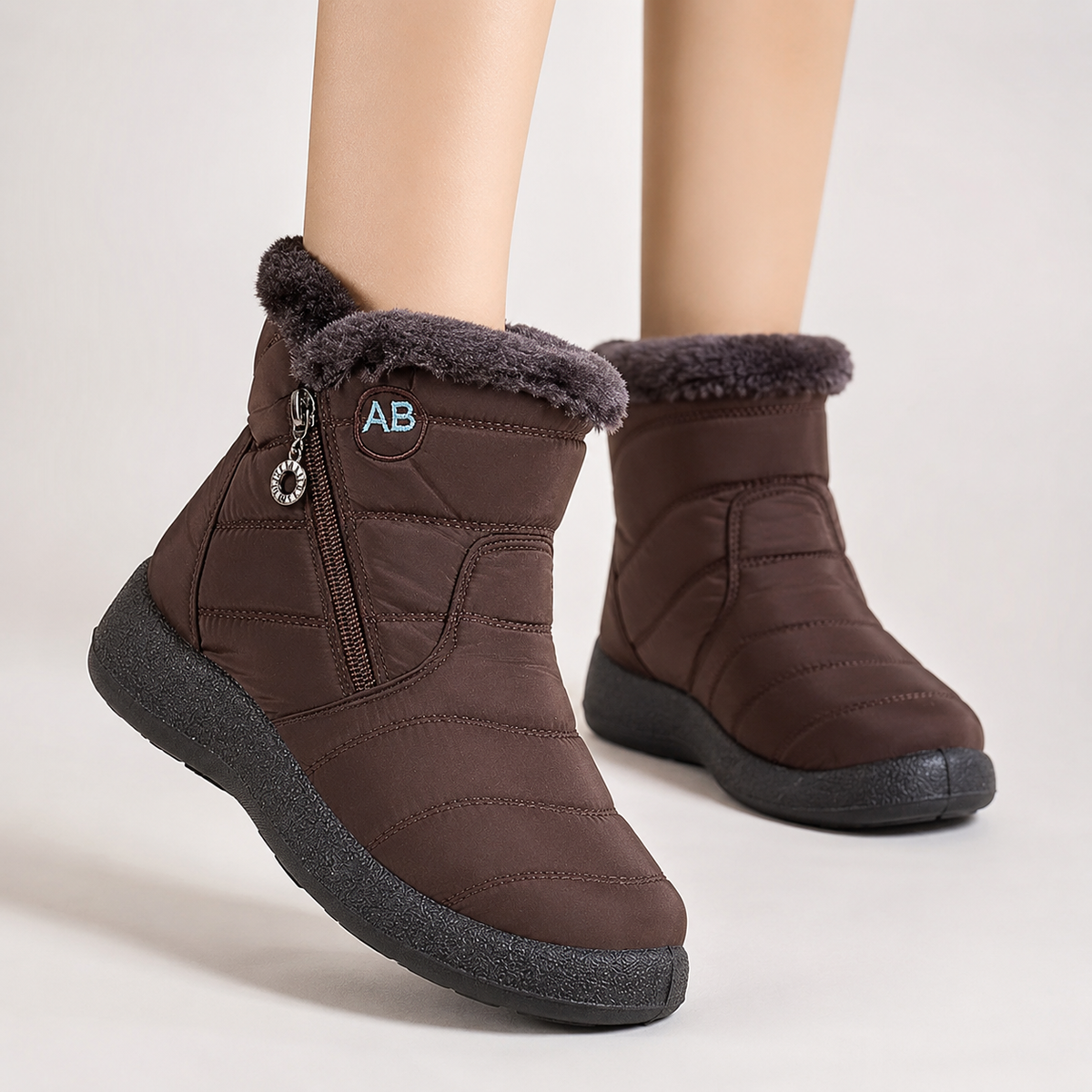 Waterdichte Enkelhoge Winterlaarzen Dames Fleece Gevoerd Antislip Rubberzool Ritssluiting Warm Comfortabel | Sulvida