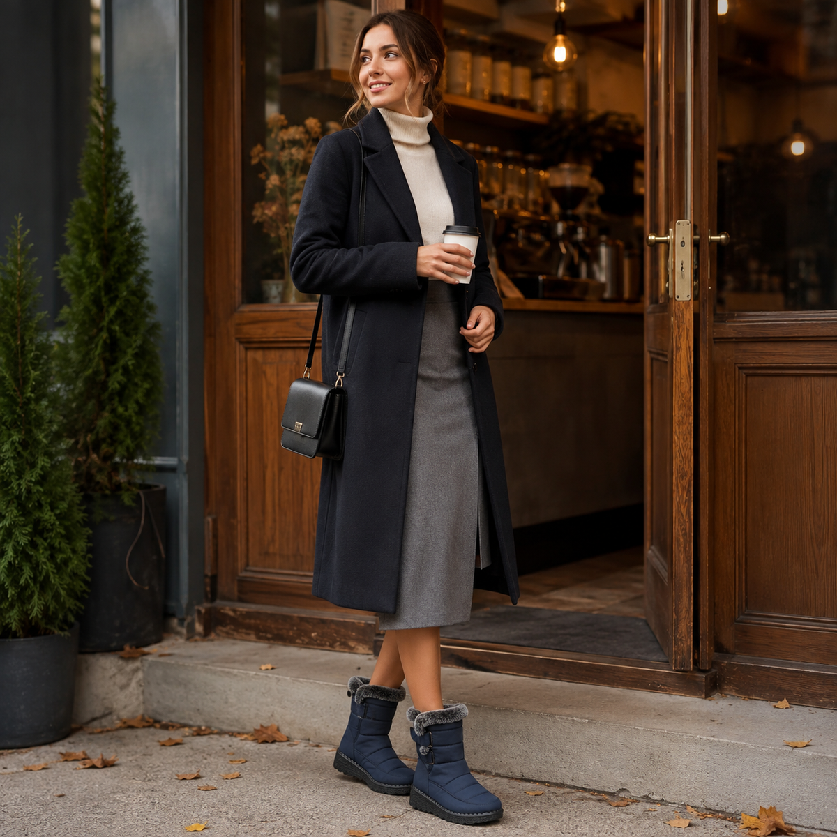 Geïsoleerde Winterlaarzen Dames Waterdicht Warm Gevoerd met Klittenbandsluiting Sneeuwlaarzen Antislip | Sulvida
