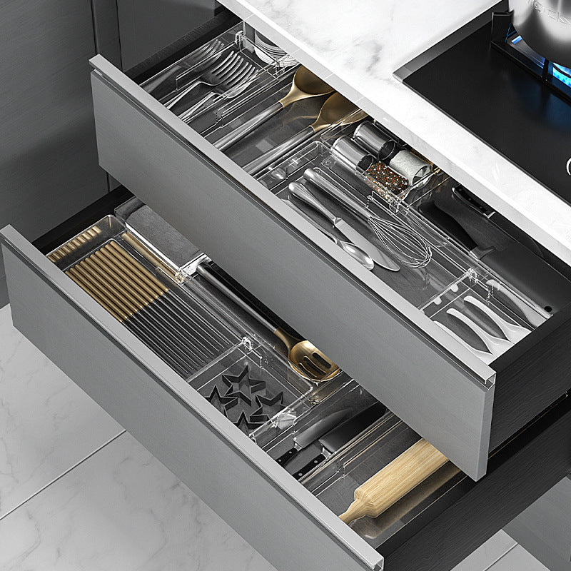 Séparateur de tiroir extensible, organiseur en plastique, réglable à gauche et à droite, système de rangement pour placard de cuisine et tiroir | Sulvida