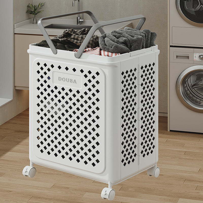Panier à linge pliable à roulettes 60 litres gris – panier à linge mobile avec poignées pour salle de bains et buanderie | Sulvida