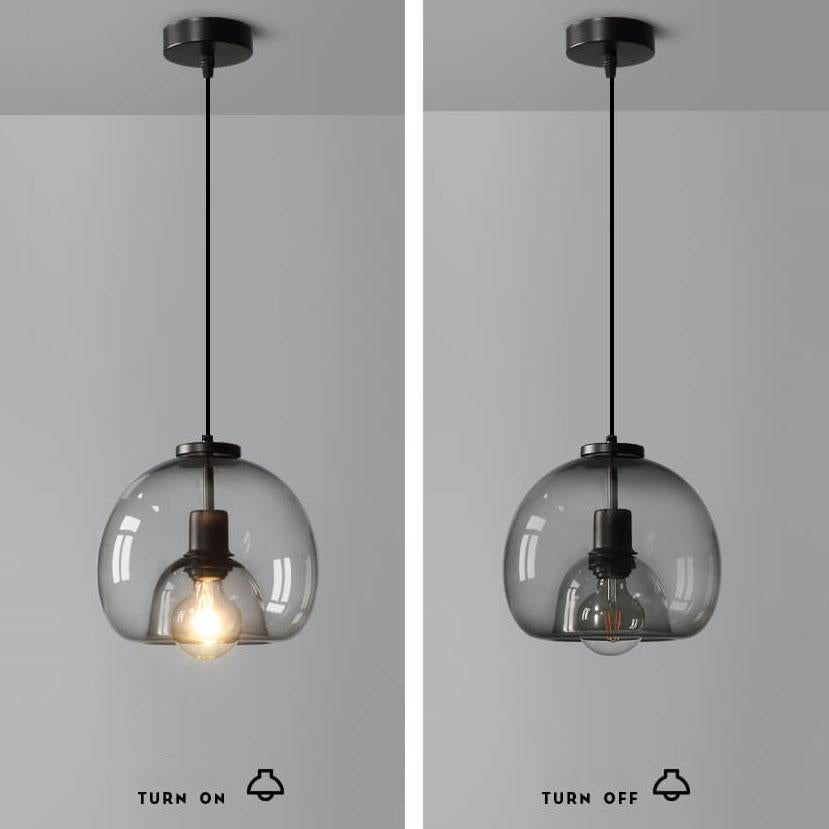 Rookgrijze Koepel Hanglamp Handgeblazen Glas Modern Design Eettafel Woonkamer Slaapkamer 23cm Industrieel | Sulvida