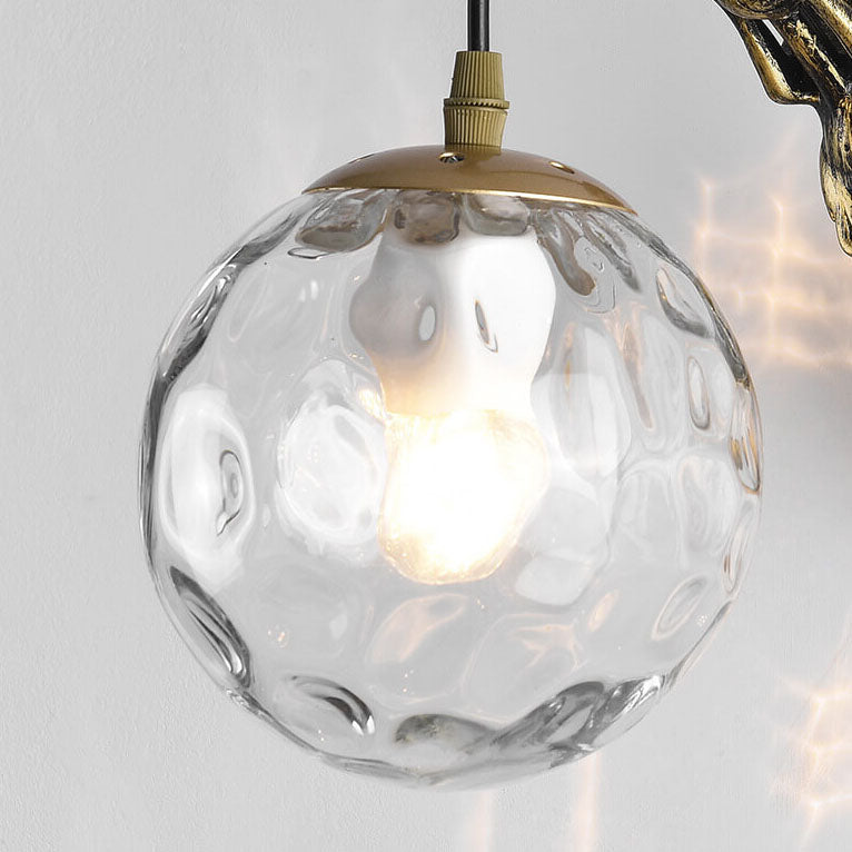 Retro Wandlamp Zeemeermin met Glazen Bol Zwart Goud Brons Landelijke Stijl Vintage Sfeerlicht Verlichting | Sulvida