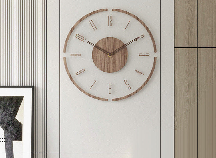 Houten Wandklok 35 cm Scandinavisch Design Stil Uurwerk Naturel Houtfinish Woonkamer Slaapkamer Decoratief | Sulvida