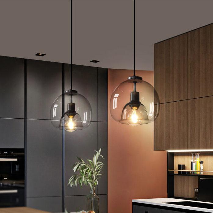 Rookgrijze Koepel Hanglamp Handgeblazen Glas Modern Design Eettafel Woonkamer Slaapkamer 23cm Industrieel | Sulvida