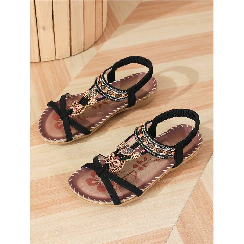 Bohemian Sandalen Dames met Antislipzool Zomer Comfortschoenen Elastisch Licht Strandsandalen Vakantie | Sulvida