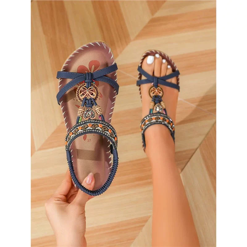 Bohemian Sandalen Dames met Antislipzool Zomer Comfortschoenen Elastisch Licht Strandsandalen Vakantie | Sulvida