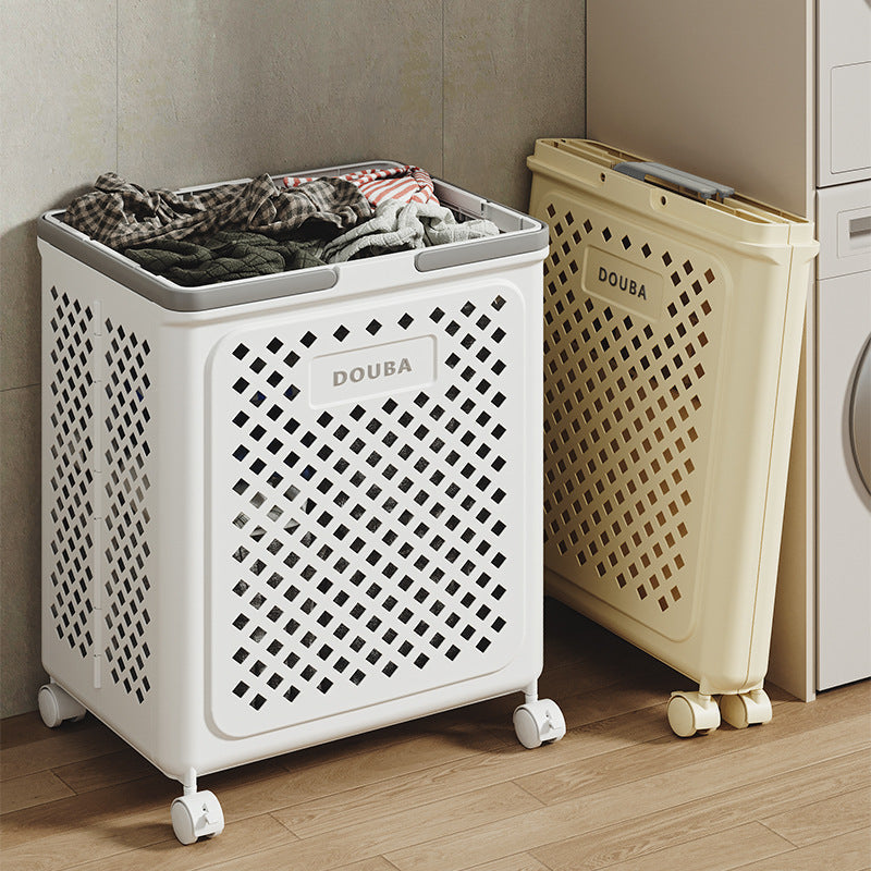 Panier à linge pliable à roulettes 60 litres gris – panier à linge mobile avec poignées pour salle de bains et buanderie | Sulvida