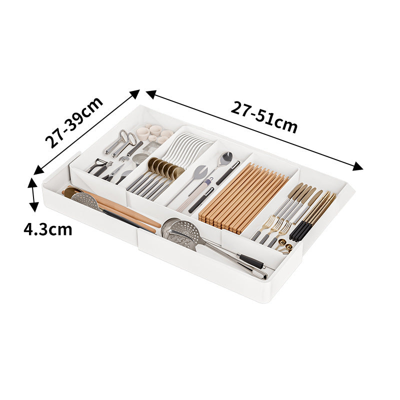 Séparateur de tiroir extensible, organiseur en plastique, réglable à gauche et à droite, système de rangement pour placard de cuisine et tiroir | Sulvida