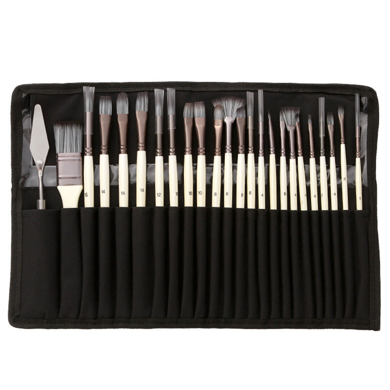 24-delig Penselen Palet mes set Nylon borstels acryl aquarel olie verf kwasten kunst schilderen hobby | Sulvida