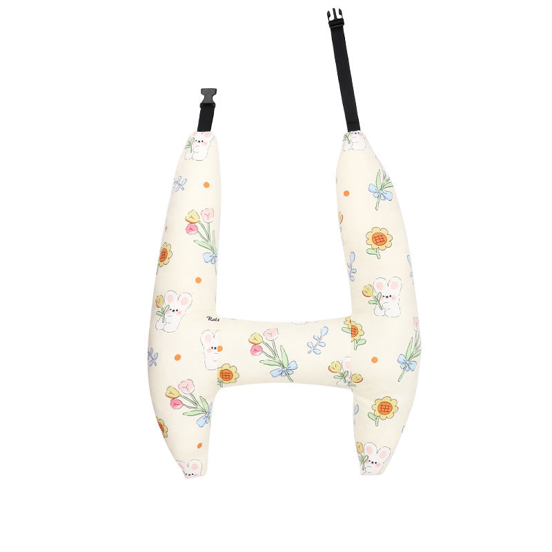 Reiskussen voor kinderen met hoofd- en neksteun voor comfortabele autorit en lange reis 67 × 50 cm grijs | Sulvida