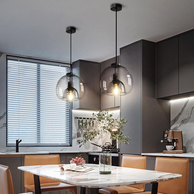 Rookgrijze Koepel Hanglamp Handgeblazen Glas Modern Design Eettafel Woonkamer Slaapkamer 23cm Industrieel | Sulvida