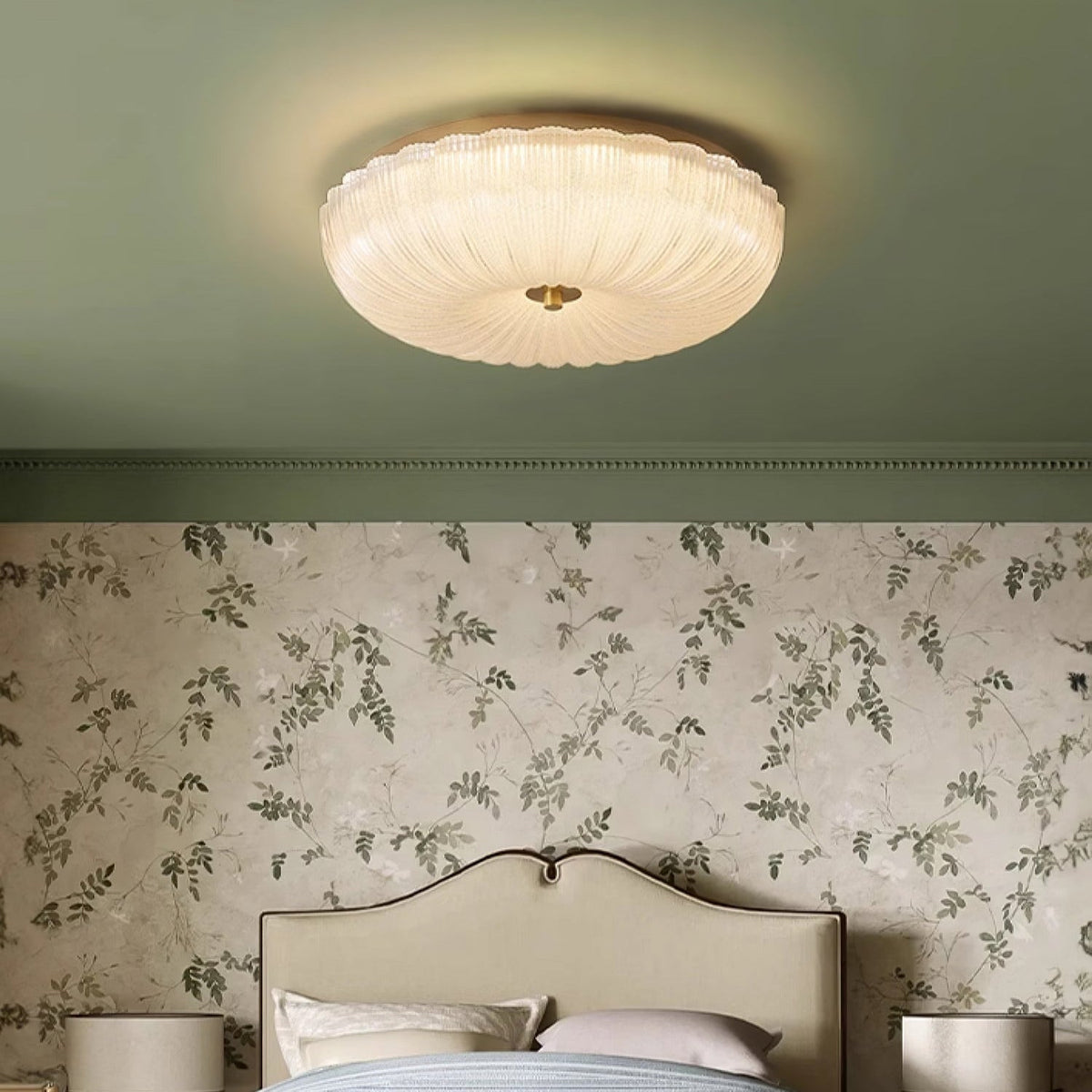 Plafondlamp geribbeld glas met halo-effect moderne sfeerverlichting design voor eetkamer woonkamer hal slaapkamer | Sulvida