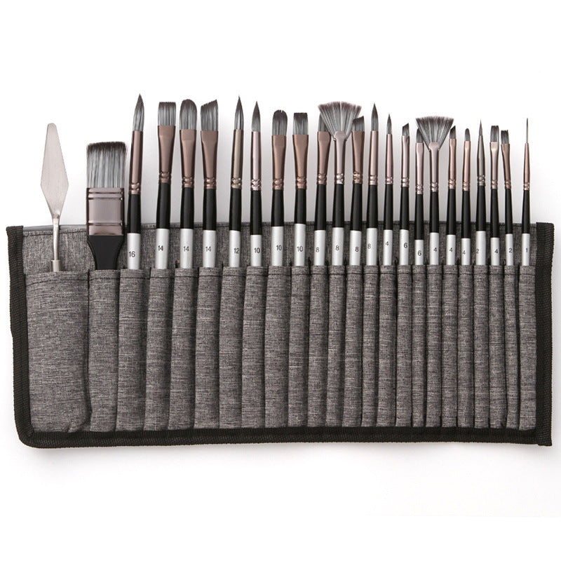 24-delig Penselen Palet mes set Nylon borstels acryl aquarel olie verf kwasten kunst schilderen hobby | Sulvida