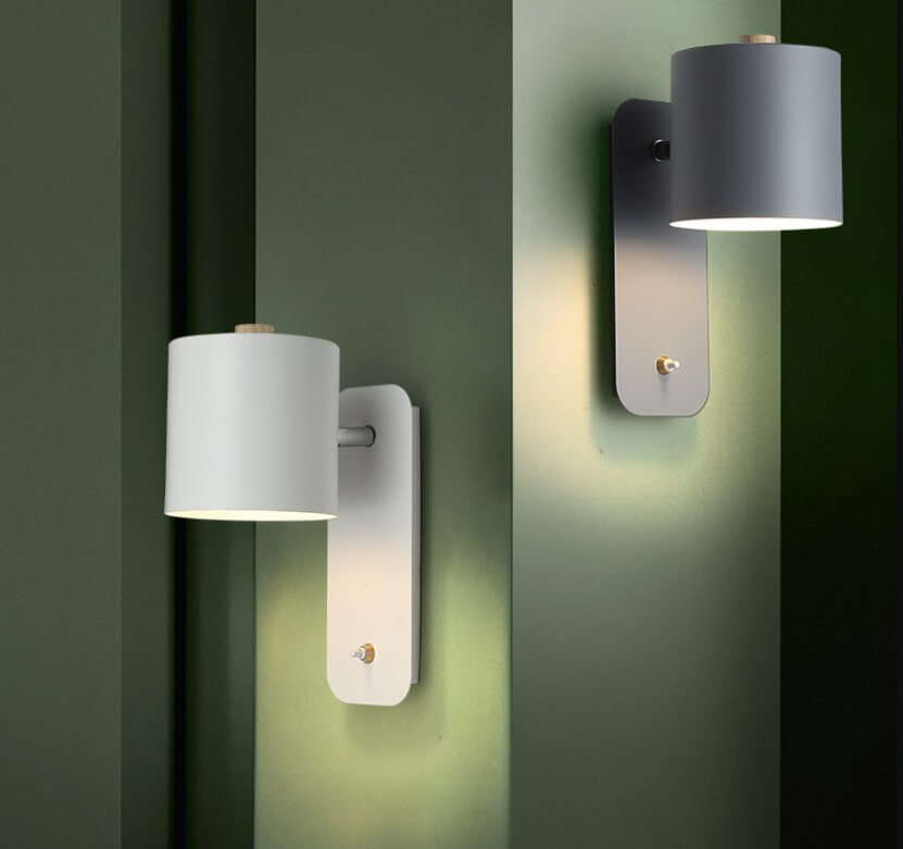 Draaibare wandlamp cilindervorm metaal modern design woonkamer slaapkamer bedlamp wandverlichting E26 fitting | Sulvida