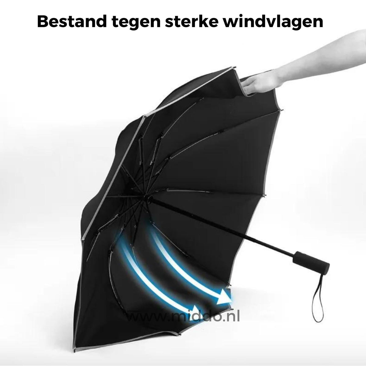 Automatische Opvouwbare Paraplu met Reflecterende Rand Windbestendig Regenscherm Compact Reisparaplu | Sulvida