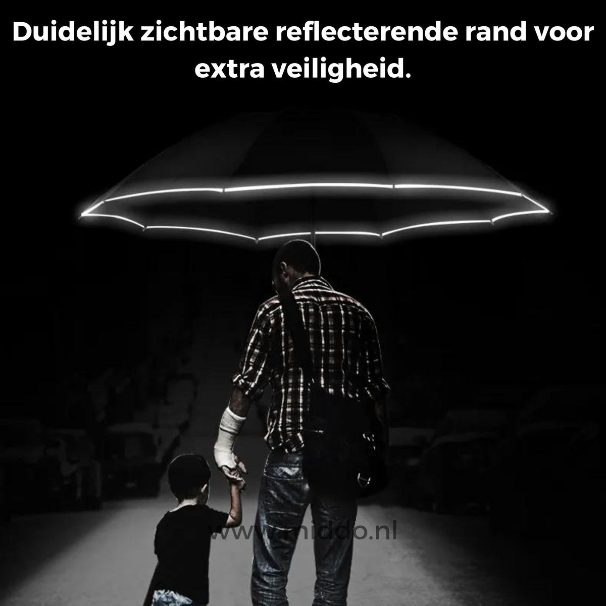 Automatische Opvouwbare Paraplu met Reflecterende Rand Windbestendig Regenscherm Compact Reisparaplu | Sulvida