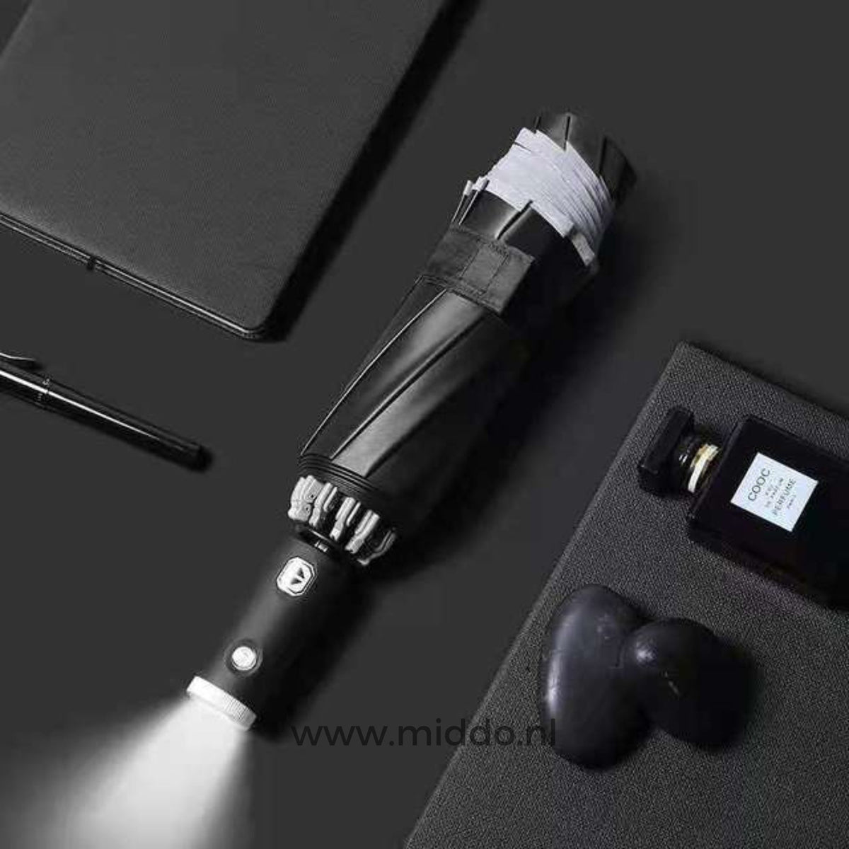 Automatische Opvouwbare Paraplu met Reflecterende Rand Windbestendig Regenscherm Compact Reisparaplu | Sulvida