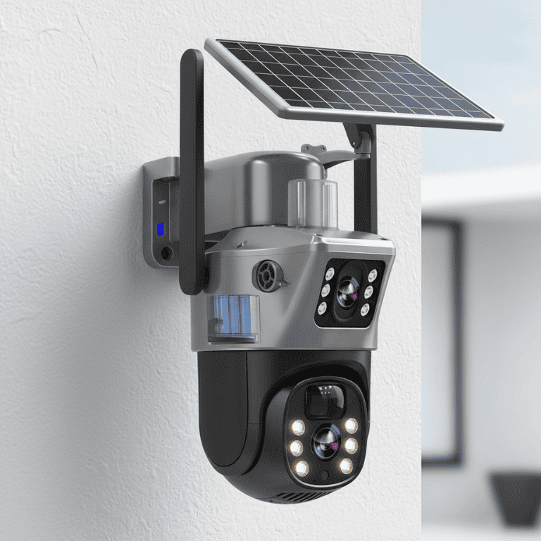 Draadloze Beveiligingscamera 4K Resolutie Zonnepaneel 360 Graden Panoramisch Zicht Buitenbeveiliging | Sulvida