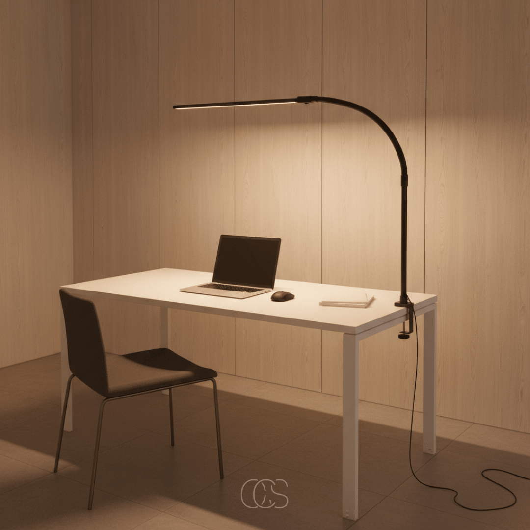 Dimbare bureaulamp zwart met flexibele arm en 3 lichtkleurstanden voor optimaal werkcomfort en productiviteit | Sulvida