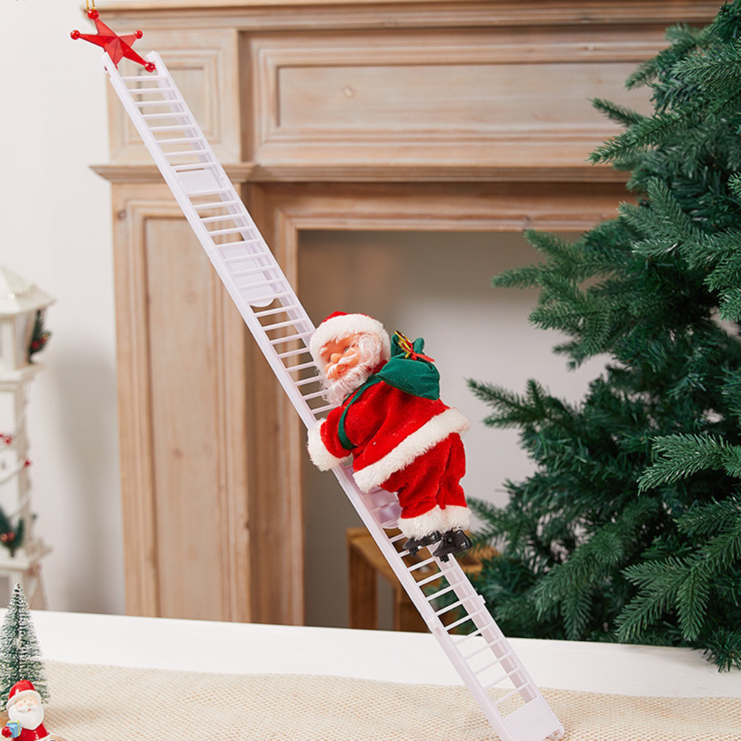 Animatiekerst Kerstman Ladder Muzikale Klimdecoratie Kerstfiguur Feestdecoratie Met Lichteffect En Geluid | Sulvida