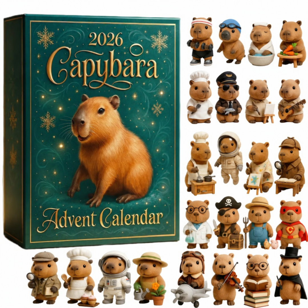 Capybara Adventskalender 2026 Kerstkalender 3D PVC Figuren Feestelijke Countdown Kerst Decoratie Cadeau | Sulvida