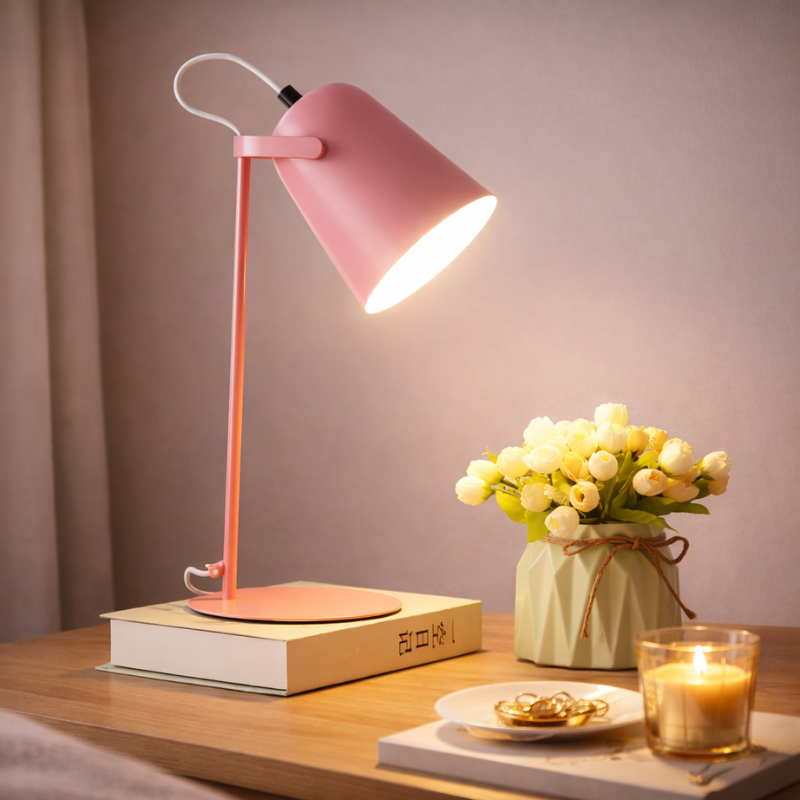 Draaibare Tafellamp met Verstelbare Lampenkap – Macaron Kleuren Design met Oogvriendelijk Licht voor Lezen en Studeren | Sulvida