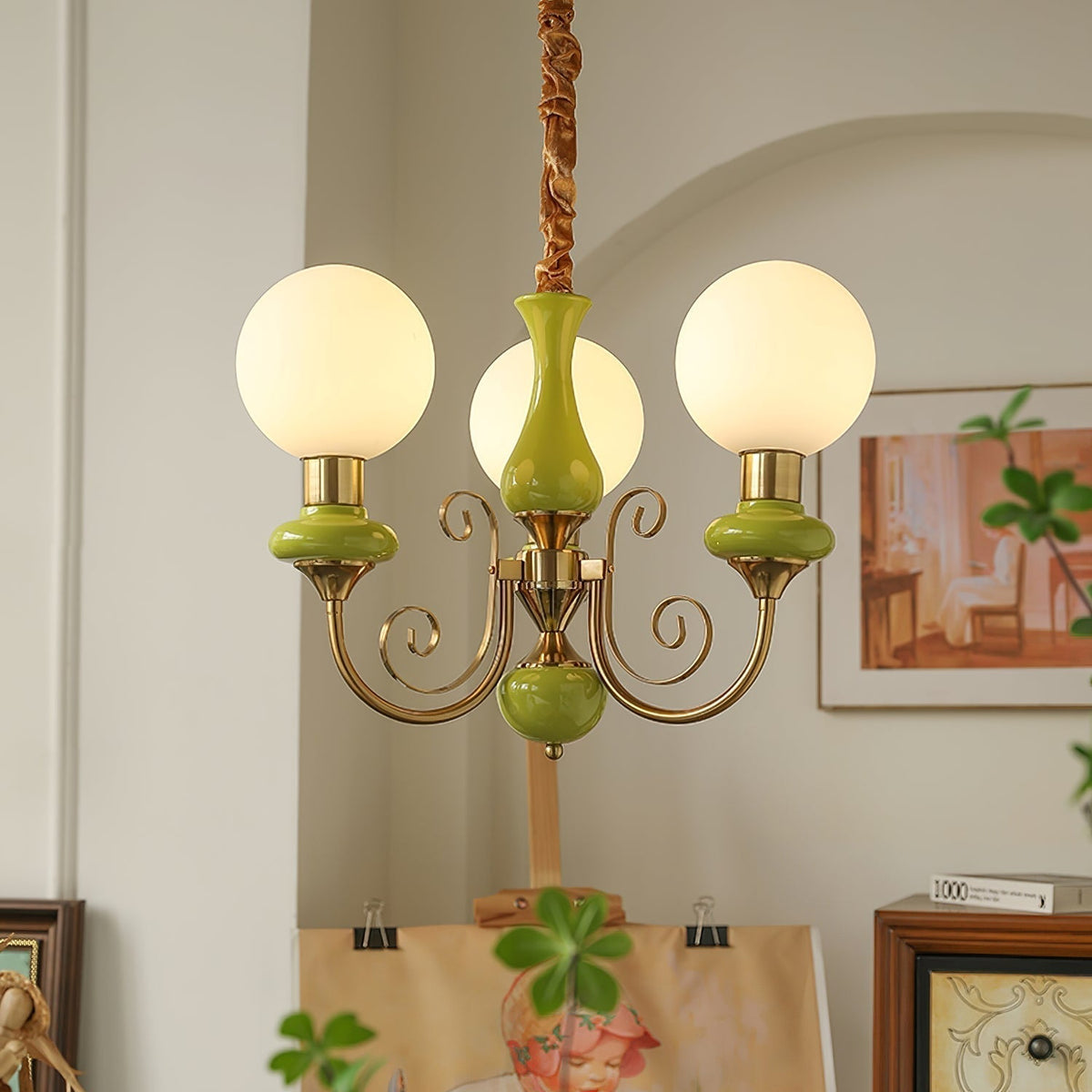 Glazen Kroonluchter met IJzeren Frame Meerlichts Hanglamp Modern Retro Design Sfeerverlichting Eetkamer Woonkamer | Sulvida