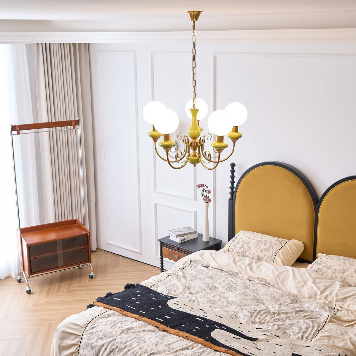 Glazen Kroonluchter met IJzeren Frame Meerlichts Hanglamp Modern Retro Design Sfeerverlichting Eetkamer Woonkamer | Sulvida
