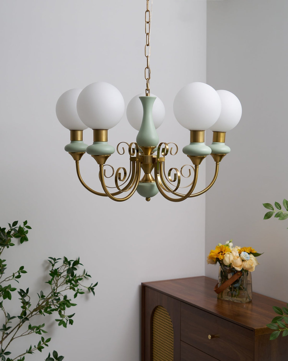 Glazen Kroonluchter met IJzeren Frame Meerlichts Hanglamp Modern Retro Design Sfeerverlichting Eetkamer Woonkamer | Sulvida