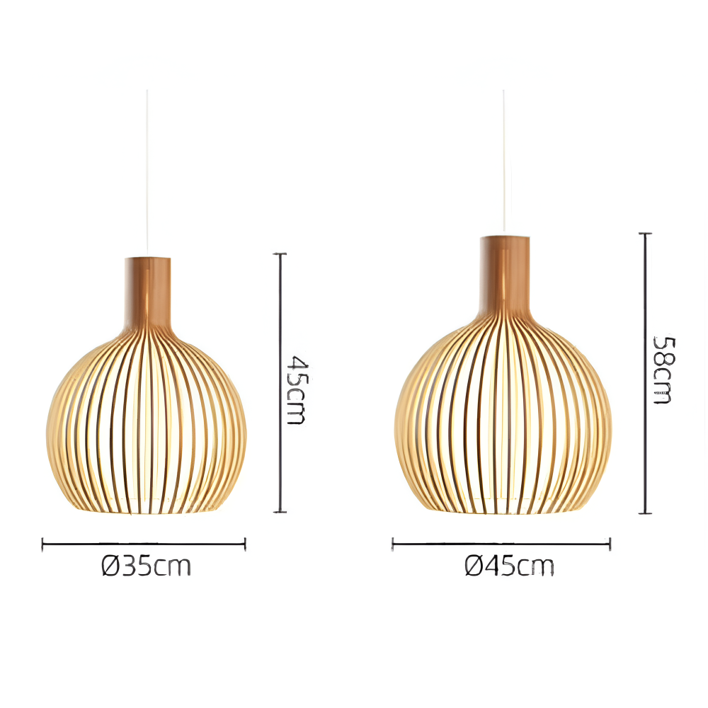 Houten hanglamp met gelaagde lamellen voor warme sfeerverlichting woonkamer eetkamer slaapkamer modern design | Sulvida