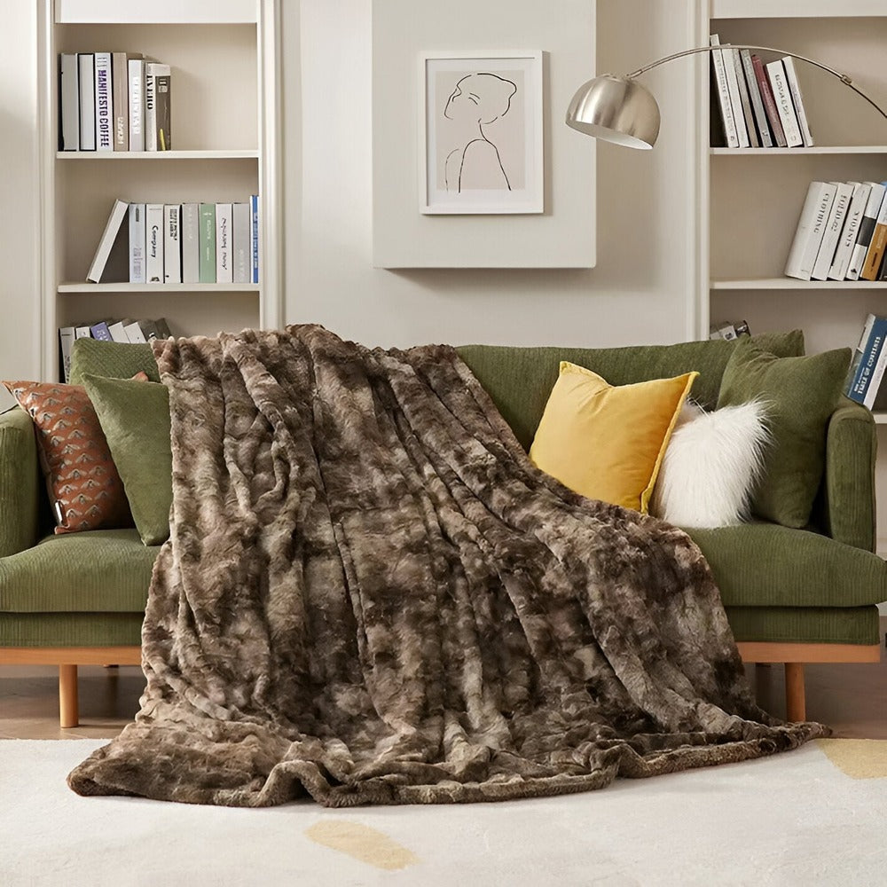 Luxe Dubbelzijdig Koraalvleece Plaid Batikpatroon Winterdeken Warm & Pluizig Vier Seizoenen Bed Bank | Sulvida