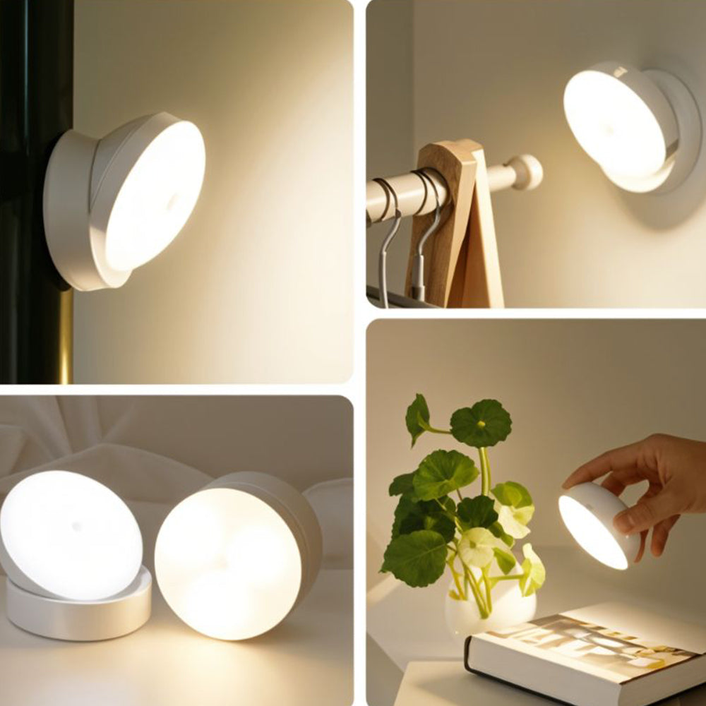 Draaibare LED Wandlamp met Bewegingssensor voor Gang Slaapkamer Keuken Acrylic 8x9cm Magnetisch Nachtlampje | Sulvida