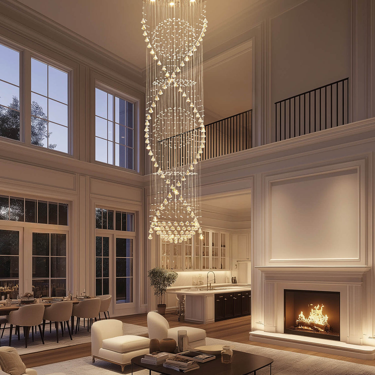 Kristallen kroonluchter spiraalvormig hangend chroom elegant modern design hal trap woonkamer sfeerverlichting | Sulvida