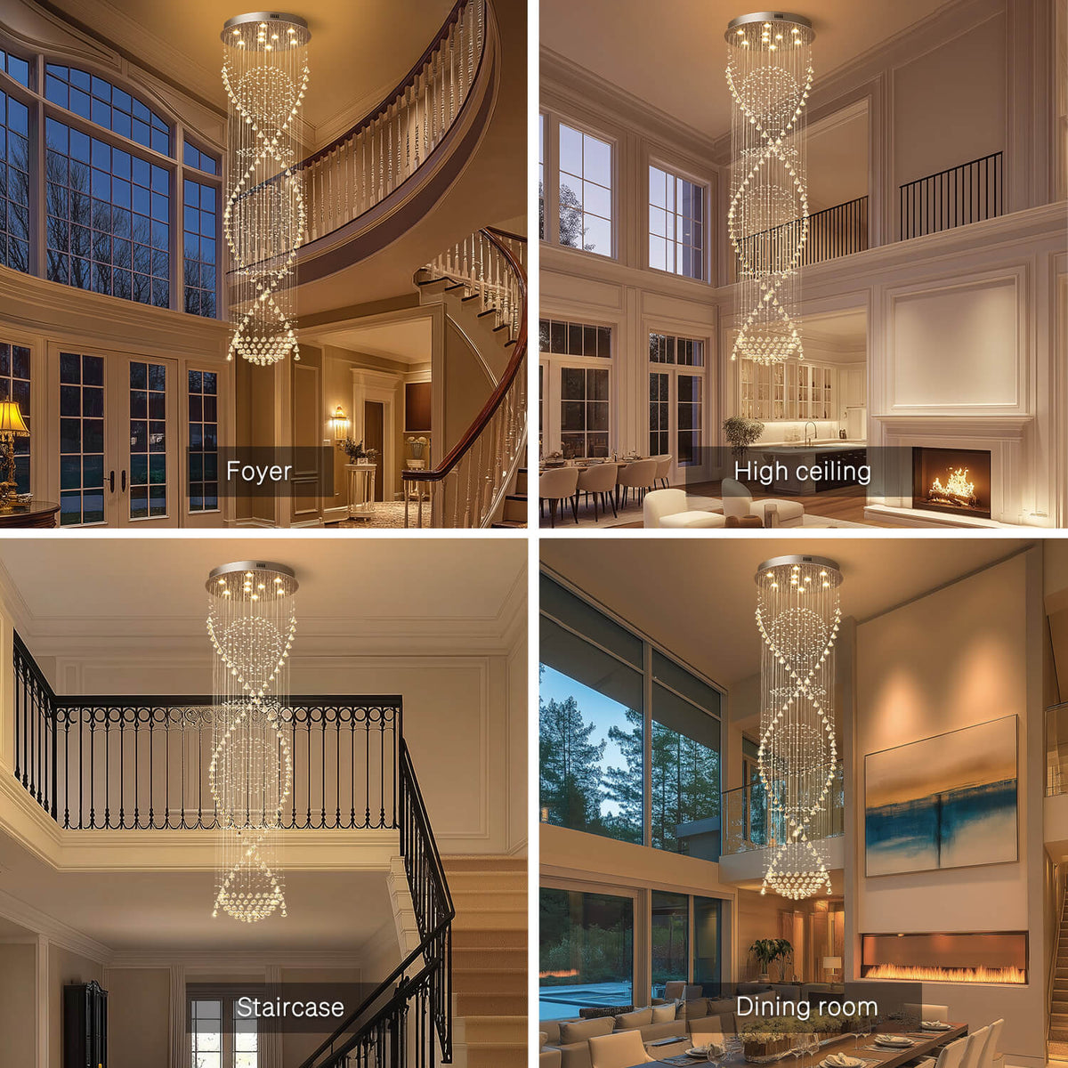 Kristallen kroonluchter spiraalvormig hangend chroom elegant modern design hal trap woonkamer sfeerverlichting | Sulvida