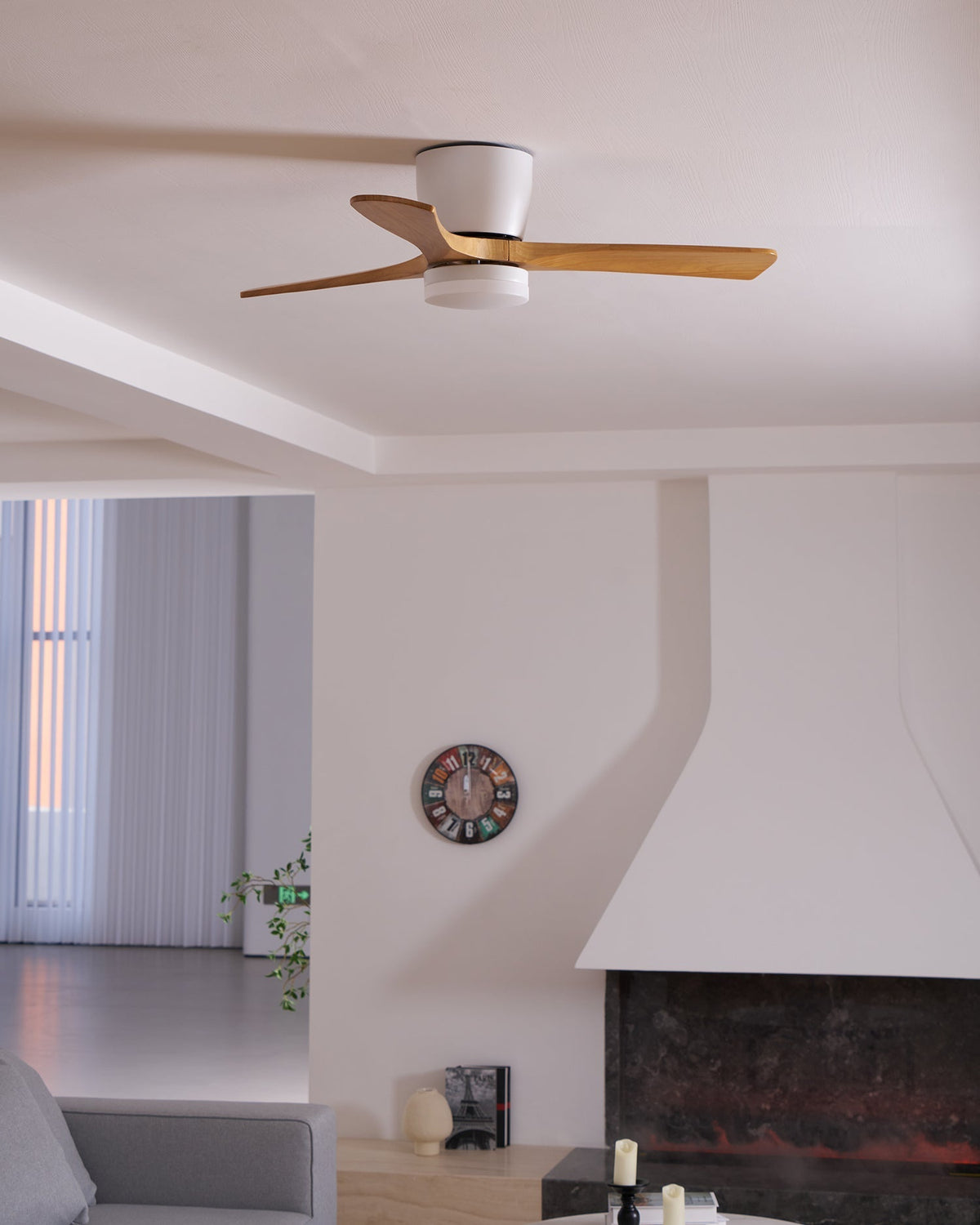 Plafondventilator met Verlichting Houten Bladen Afstandsbediening 6 Snelheden Dimbaar Licht Woonkamer | Sulvida