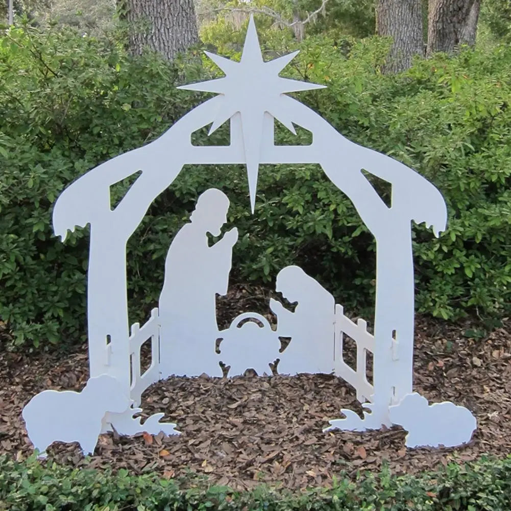 Decoratieve Kerststal Weerbestendig Kunststof voor Tuin Buiten Buitendecoratie Kerstsfeer Nativity Scene | Sulvida