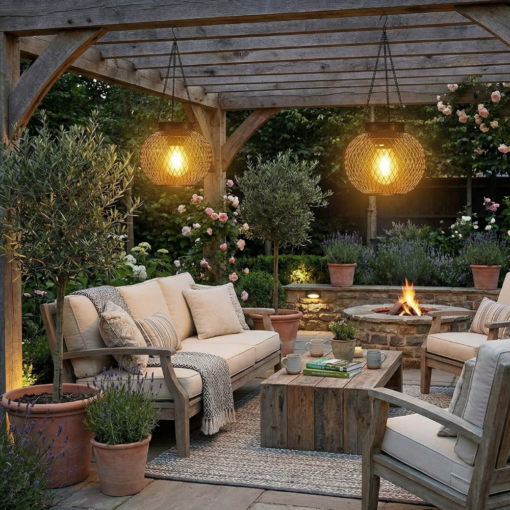 Decoratieve tuinlantaarn met zonne-energie en schemersensor voor sfeervolle terras en pad verlichting | Sulvida