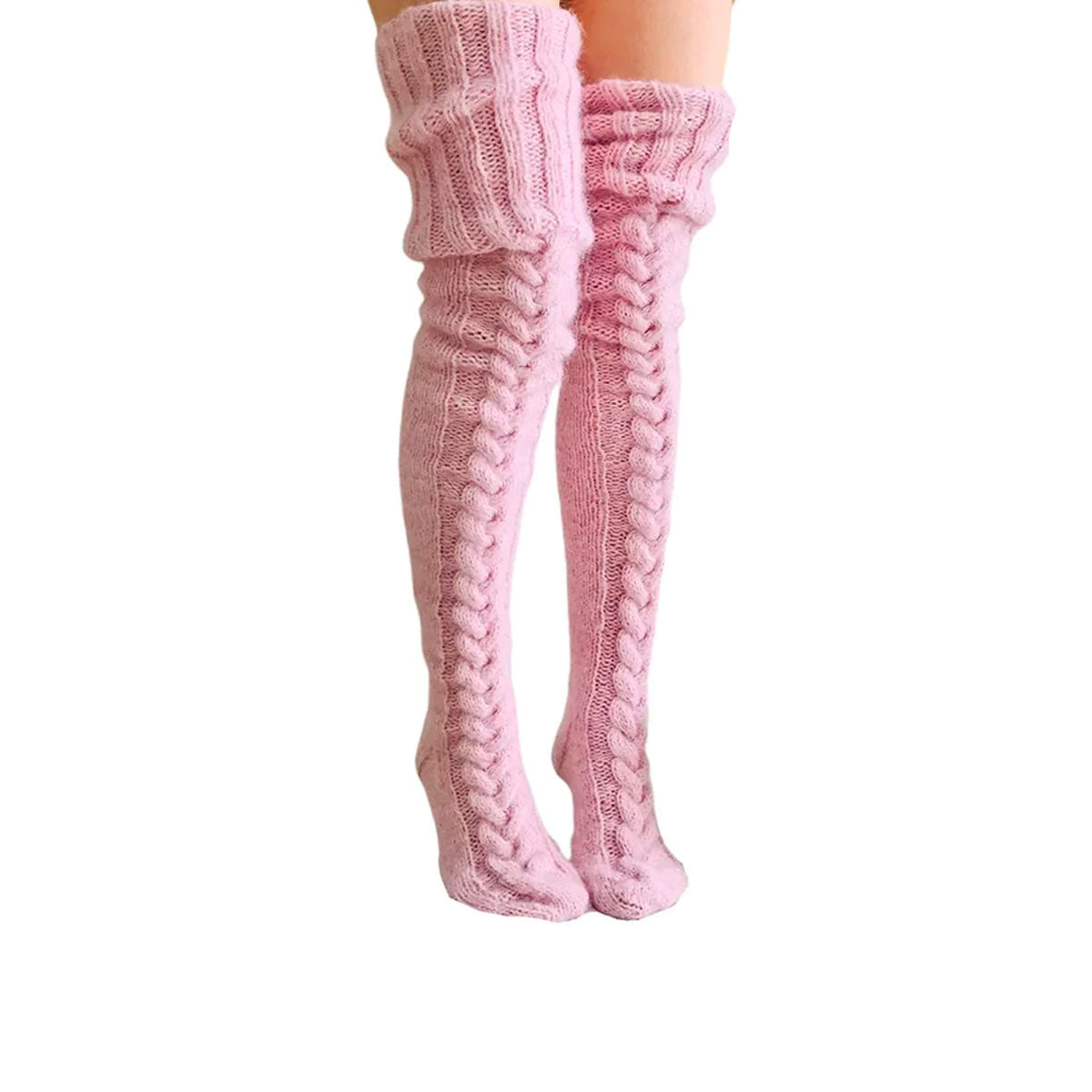 Dames Overknee Gebreide Sokken Kabel Patroon Warm Winter Been Accessoire Beenwarmers voor Winteroutfits | Sulvida