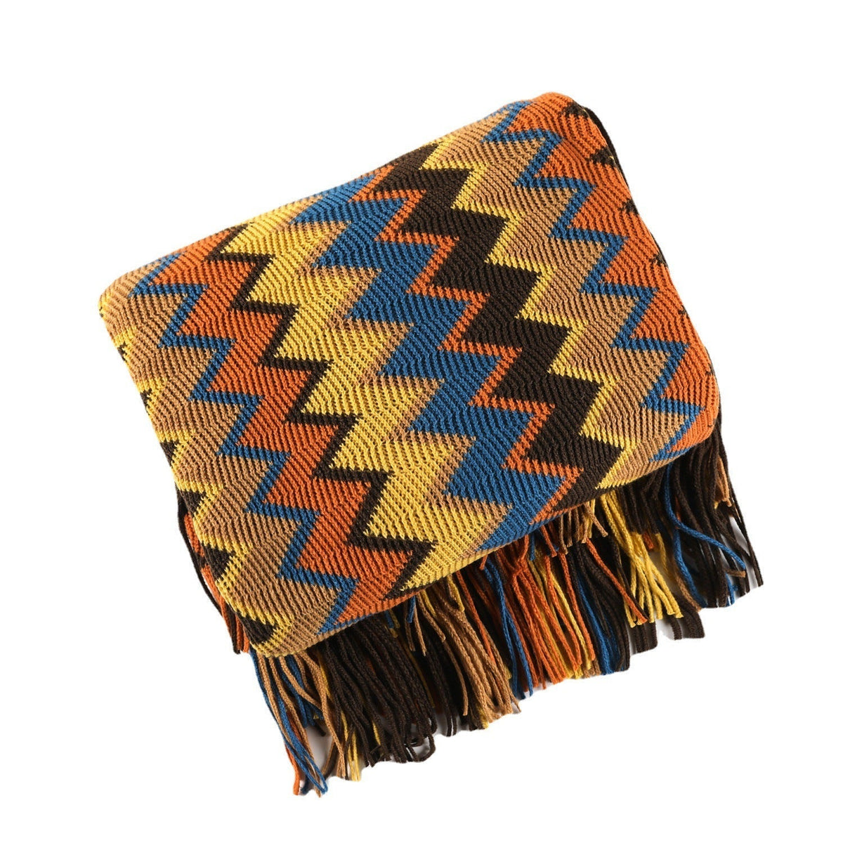 Chevron Bedsprei Meerkleurig Handgebreid Boho Plaid Gebroken Wit Sprei Franje 130x180 Bankkleed Deken Woonkamer | Sulvida