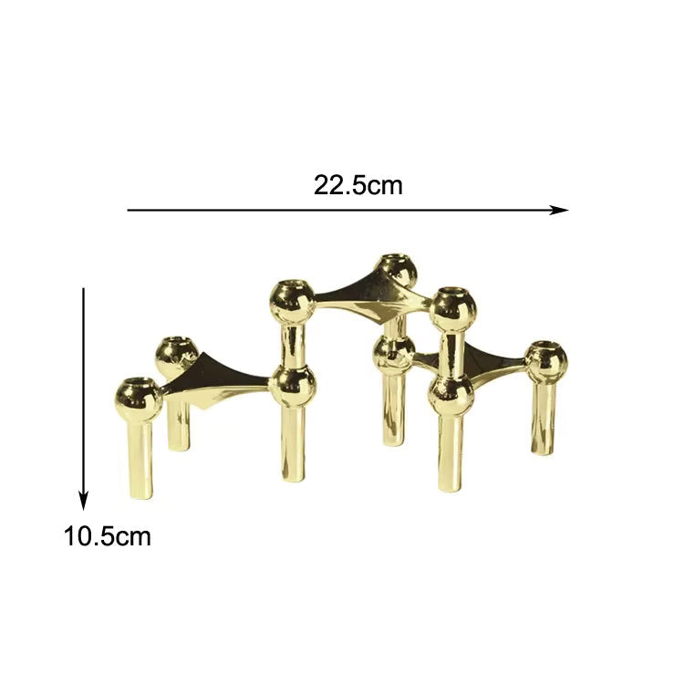 Kandelaar Set Molecuul Design 3-delig Roestvrij Staal Modern Sculptuur Tafeldecoratie Woonkamer Eettafel | Sulvida