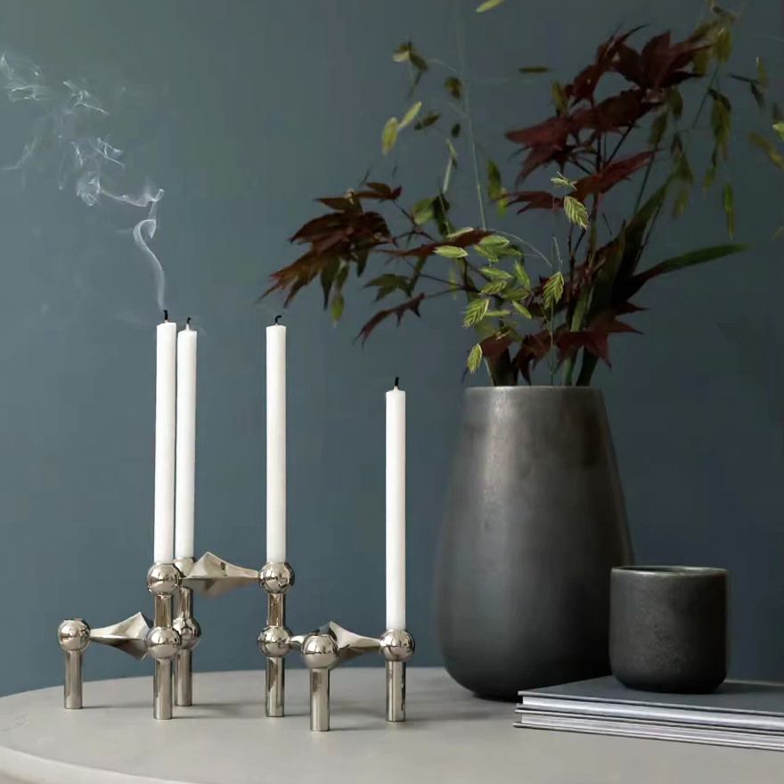 Kandelaar Set Molecuul Design 3-delig Roestvrij Staal Modern Sculptuur Tafeldecoratie Woonkamer Eettafel | Sulvida