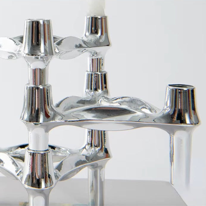 Kandelaar Set Molecuul Design 3-delig Roestvrij Staal Modern Sculptuur Tafeldecoratie Woonkamer Eettafel | Sulvida