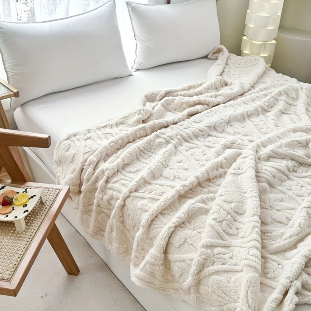 Jacquard Fleece Plaid met Geometrisch Weefpatroon – Zachte Microvezel Deken voor Bank en Bed Warm Comfortabel | Sulvida